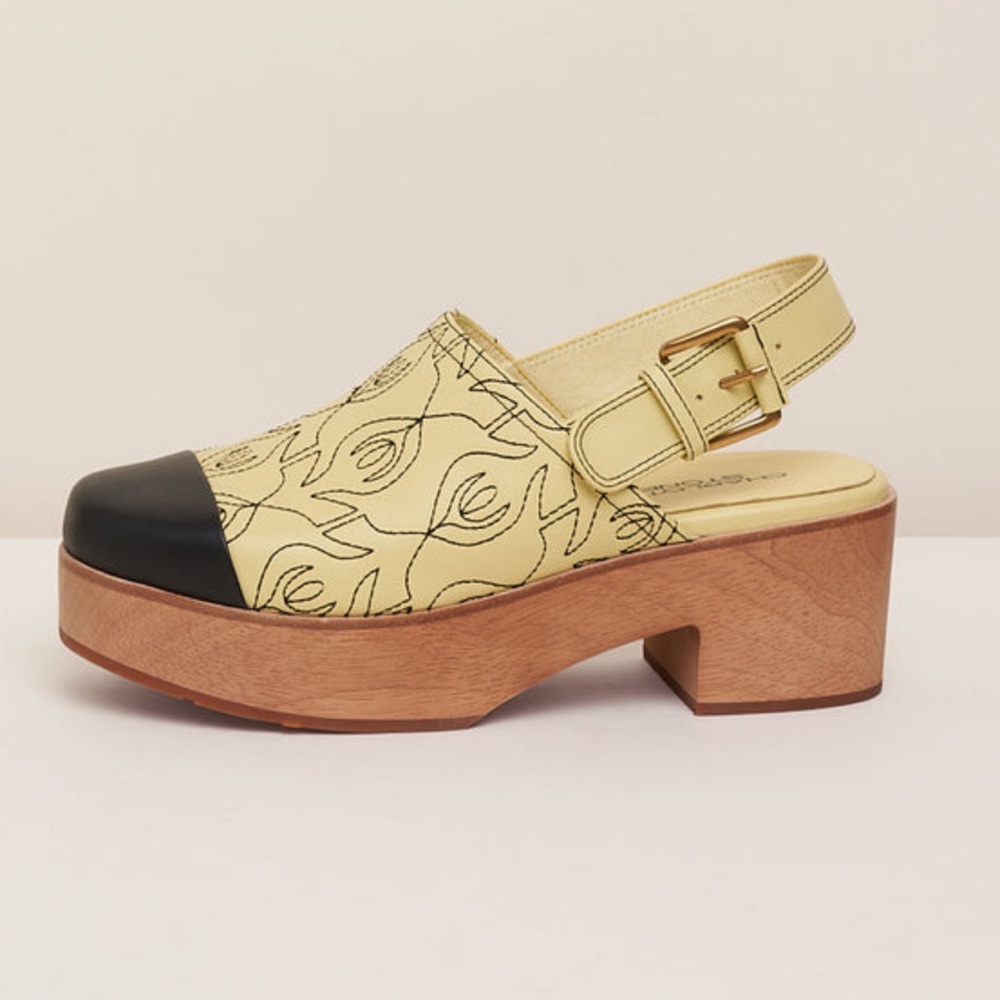 NEW Charlotte Stone Diane Slingback Clogs in Butter Yellow Black US11 New in Box